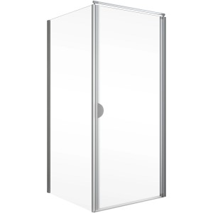 Schulte ExpressPlus Eckdusche mit Drehtür und Seitenwand, Alu Natur, 180x80 cm.