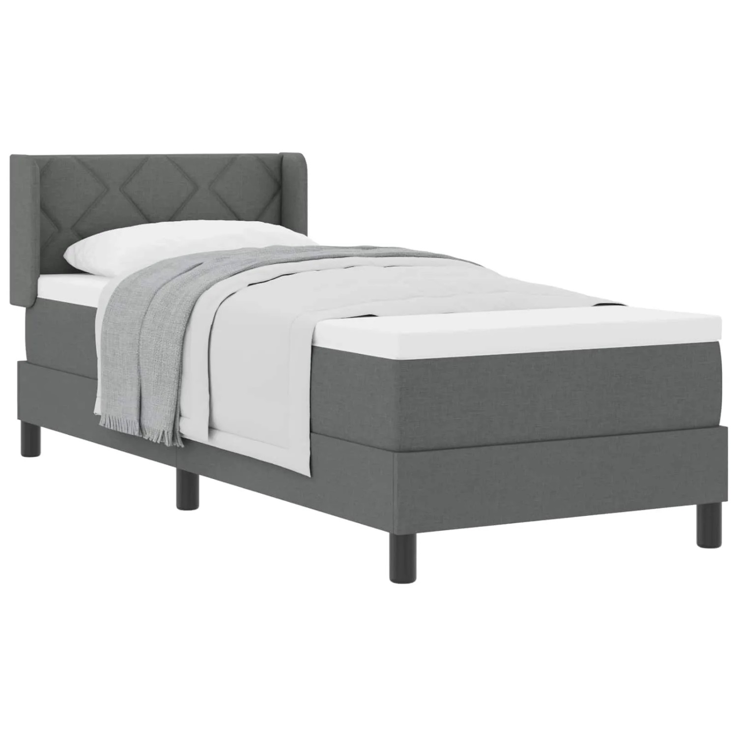 vidaXL Boxspringbett mit Matratze Dunkelgrau 200 x 80 cm Polyester 3341133