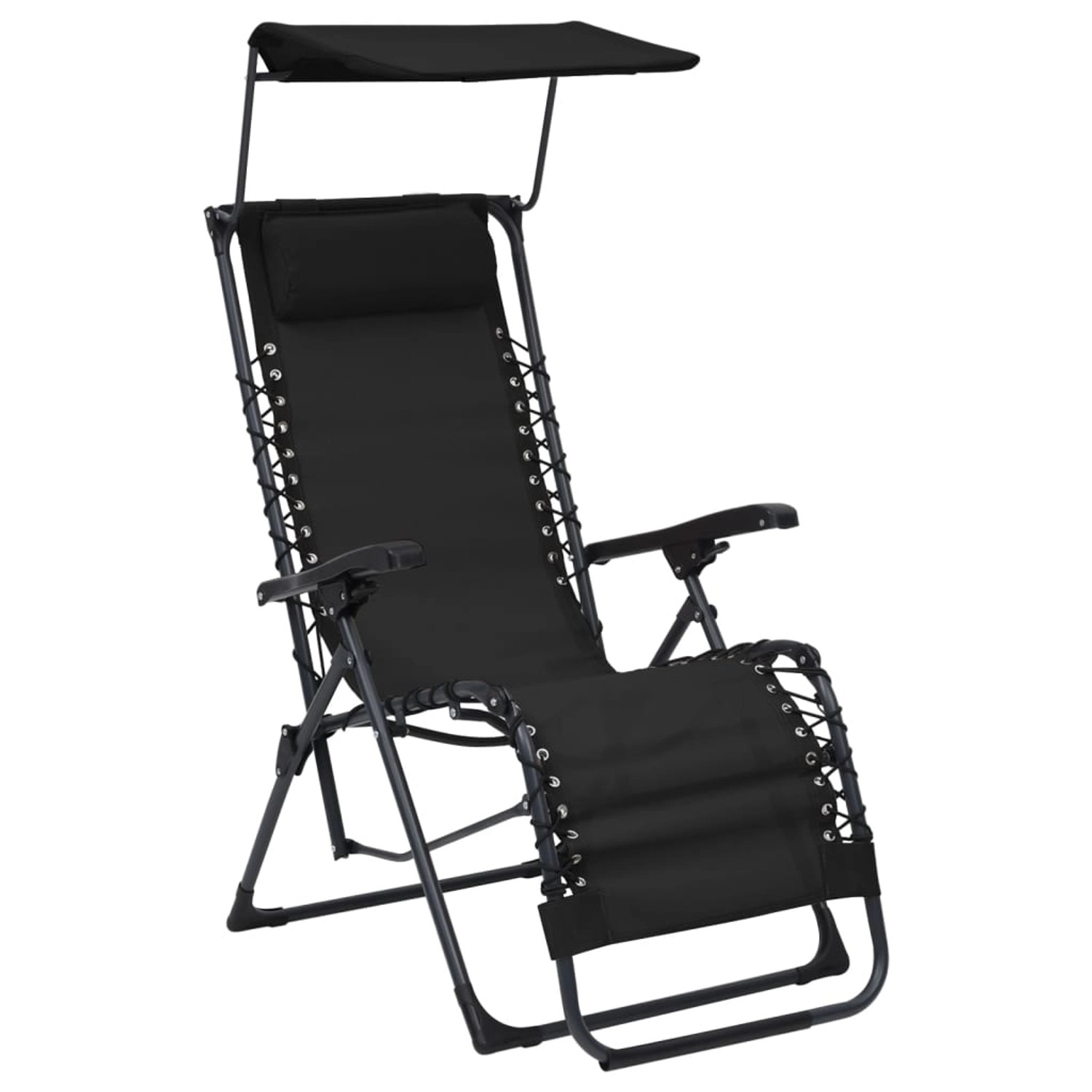 vidaXL Liegestuhl Klappbar Textilene Schwarz 312467 günstig online kaufen