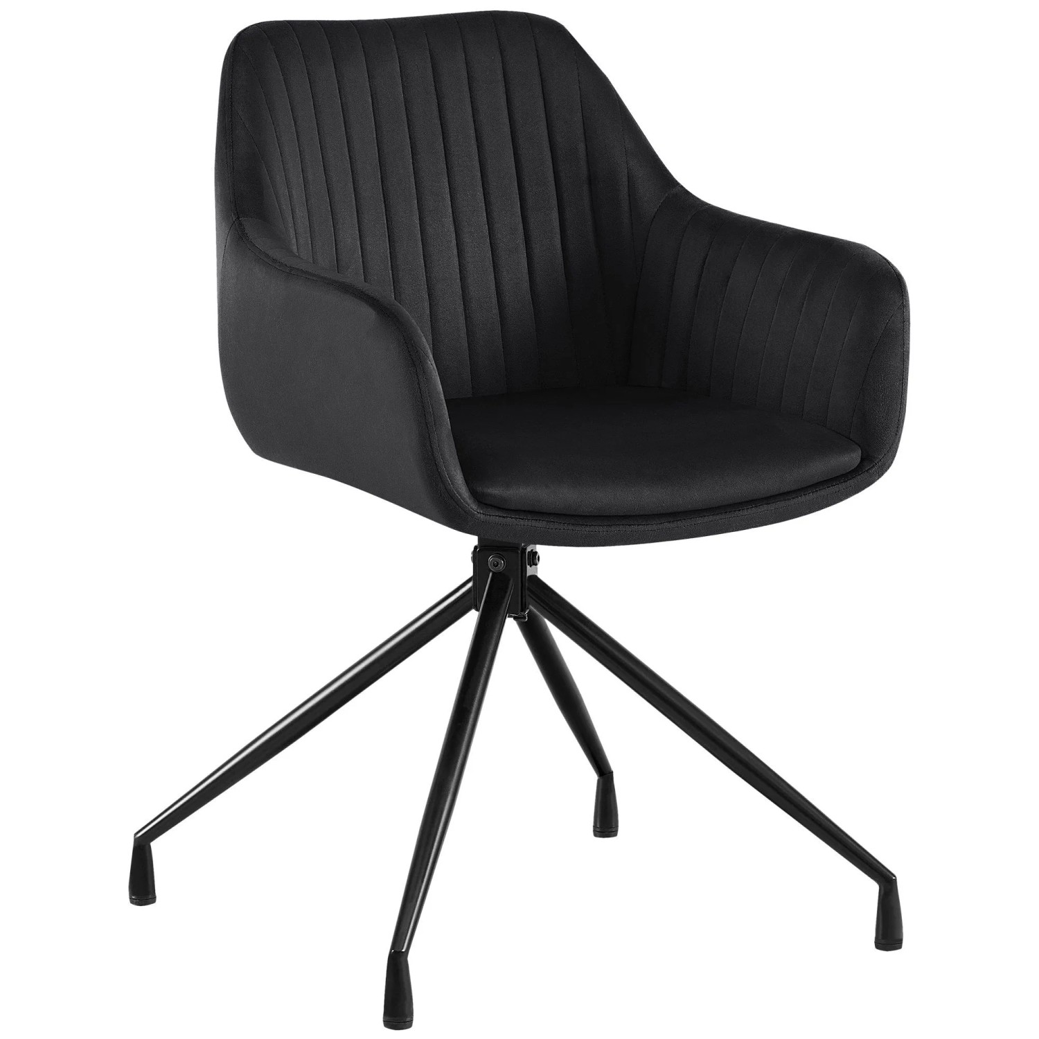 DELUKE Esszimmerstuhl MILON Samt Schwarz 58x58x81cm Essstühle Esszimmerstühle Küchenstühle Wohnzimmerstühle