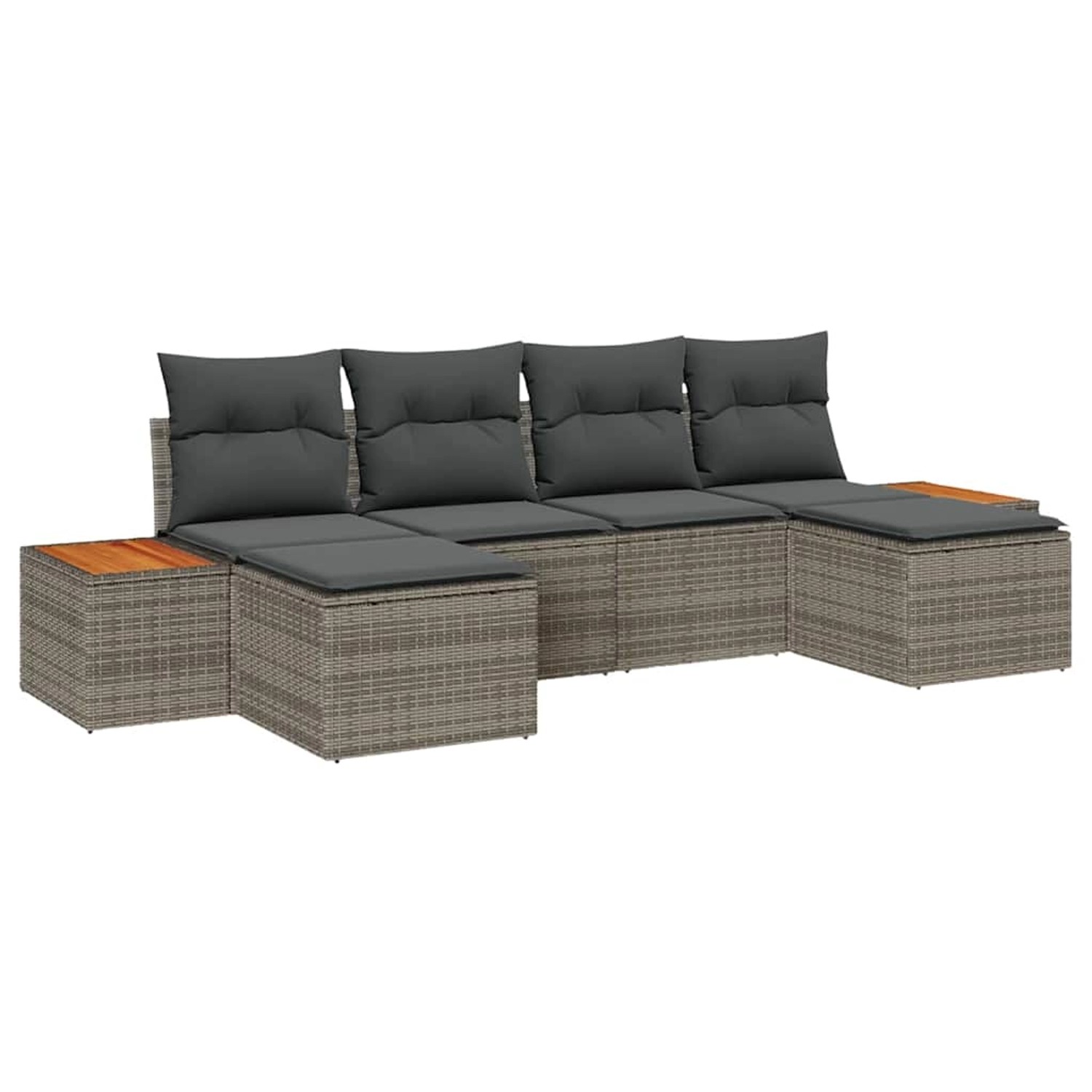 vidaXL Garten-Sofa-Set mit Kissen 6-Tlg Grau Poly Rattan 3348140 günstig online kaufen