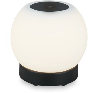 Brilo Akku-Tischleuchte Poka, schwarz, mit warmweißem Licht und Touchdimmer. Dekoleuchte für den Außenbereich.