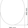 Skizze eines Wenko WC-Sitzes Fish mit Maßen 380x445 mm.