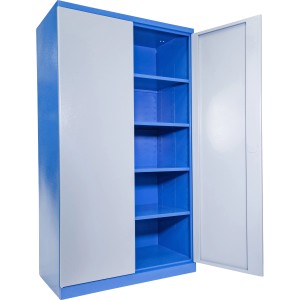 Güde Werkzeugschrank TYP CB, blau-grau, mit offenen und geschlossenen Türen und 4 Fachböden.