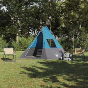 vidaXL Tipi Zelt mit Dach mit Speicher Blau 383 x 338 x 217 cm Taft 42001167