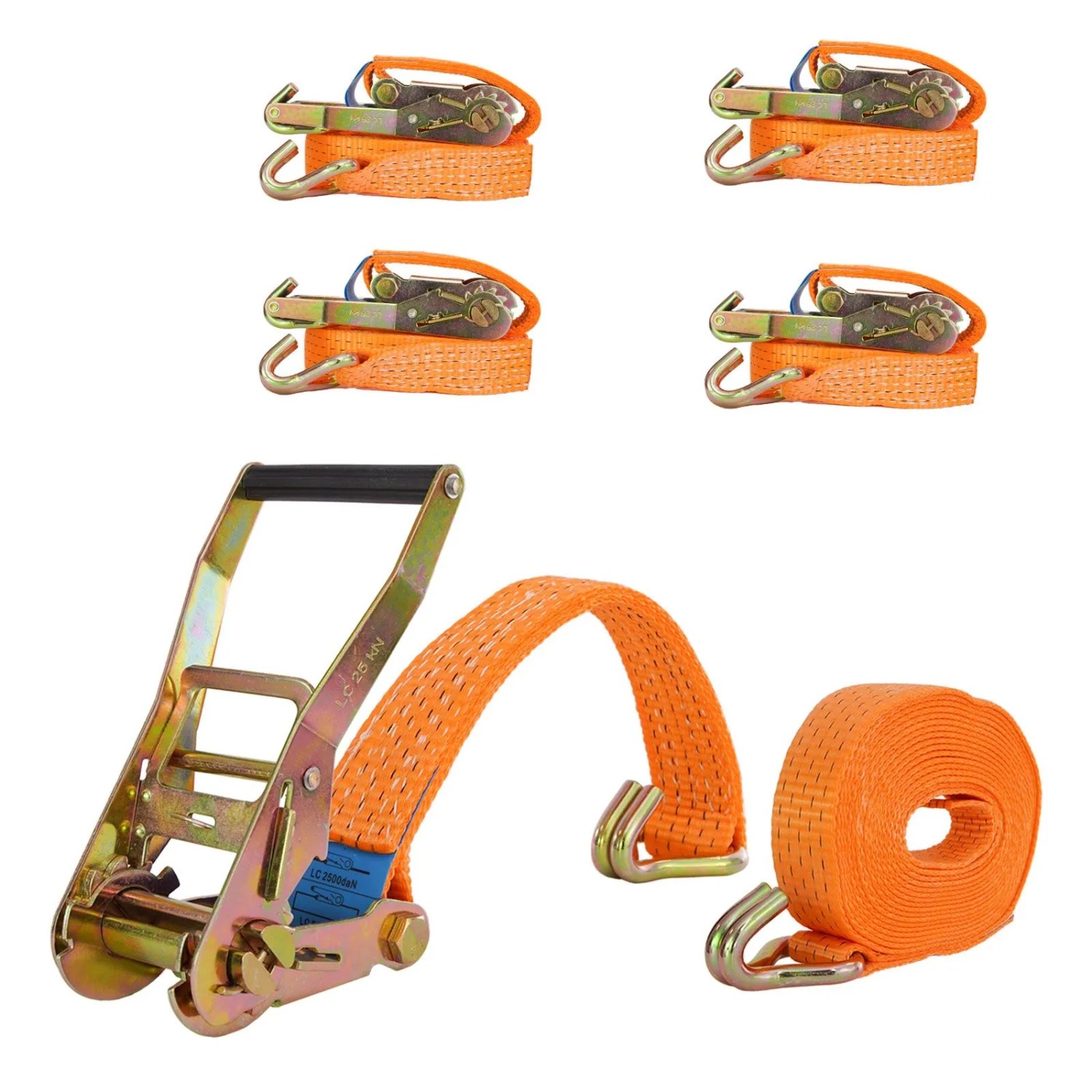 TRUTZHOLM 4x Spanngurt Ratschen 8m 2 Teilig 5000kg 5t TÜV GS Orange