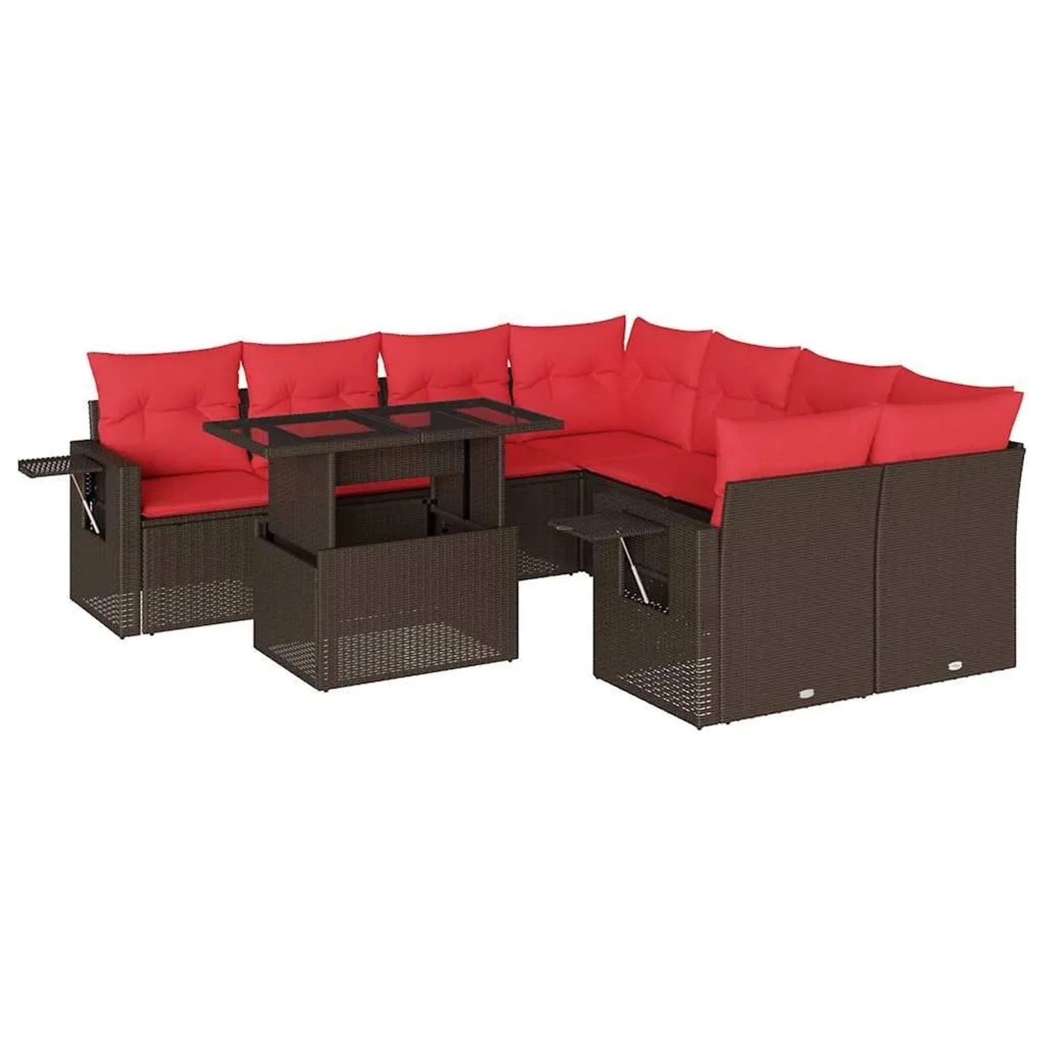 vidaXL 9-Tlg Gartensofa-Set mit Kissen Braun Polyrattan 3267804 günstig online kaufen