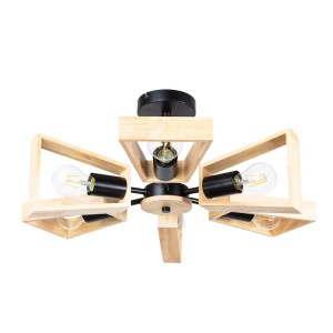 ARTE LAMP Moderner Kronleuchter LED Deckenleuchte Mit Metallfassung Holz Lampenschirm Wohnzimmer