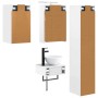 Weißes vidaXL Badezimmermöbel-Set, 5-tlg., aus Ingenieurholz. Zeigt Rückseiten mit Wandhalterung und Waschbecken mit Armatur.