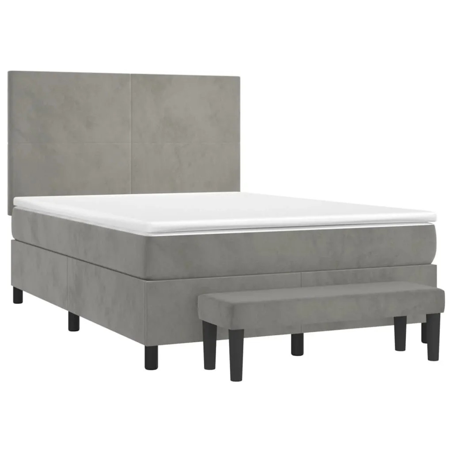 vidaXL Boxspringbett mit Matratze Hellgrau 140x200 cm Samt 3137725 günstig online kaufen