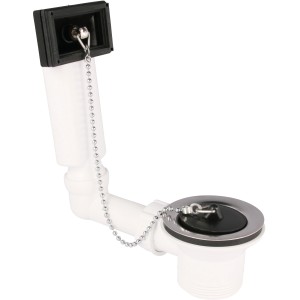 Viega Ab- und Überlaufgarnitur für Spülen, 38 mm, mit Stopfen und Kette, höhenverstellbar.