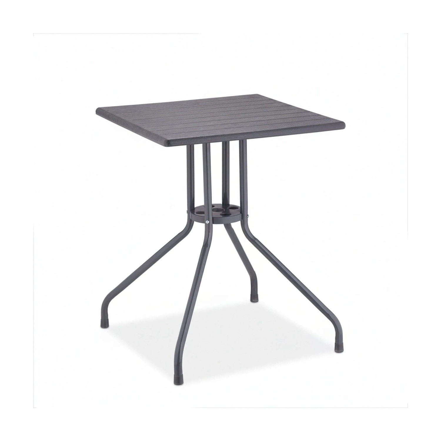 Relaxdays Gartentisch HDPE Stahl Grau Holzoptik 75 cm x 61 cm x 61 cm 5 kg