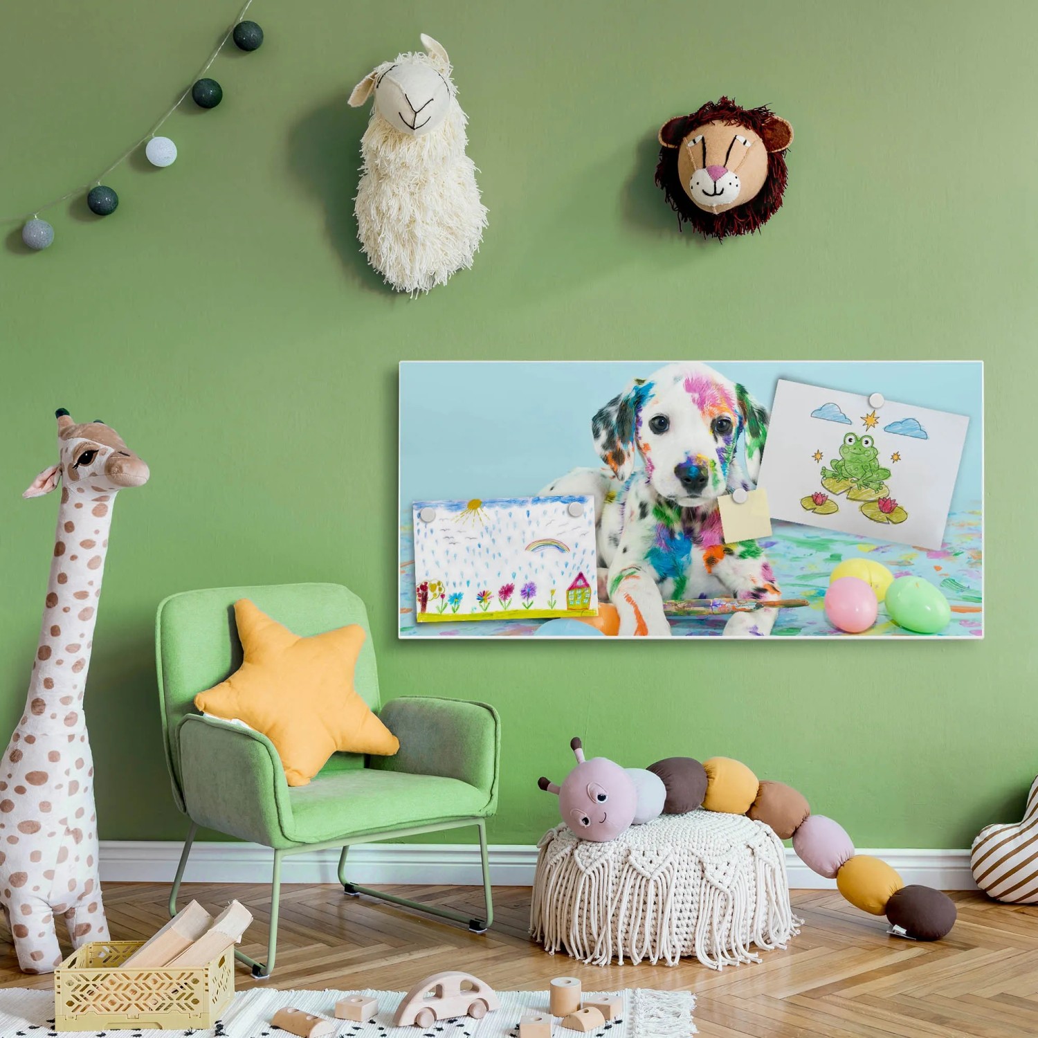 Banjado Magnettafel 78x37cm mit Dalmatiner-Motiv, inklusive Magnete. Wanddekoration für Kinderzimmer.