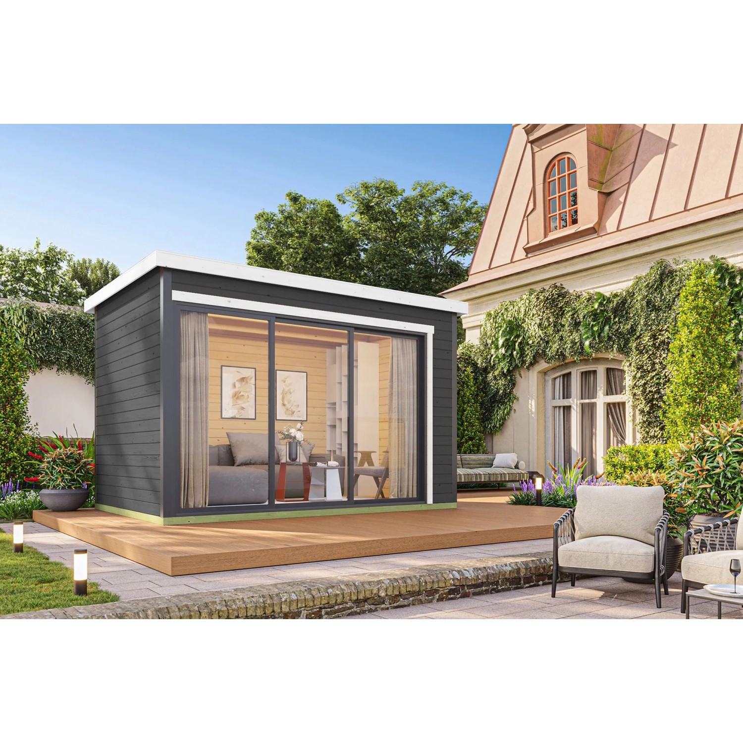 Lasita Gartenhaus Austin 3 Carbongrau 360 cm x 240 cm