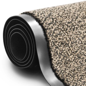 Gerollte Schmutzfangmatte Karat SKY in Ocker-Schwarz, Fußmatte mit Vinylrücken.