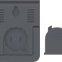 Rückseite des grauen BRESSER HumiTemp Thermo- und Hygrometers mit Batteriefach und Aufhängevorrichtung.