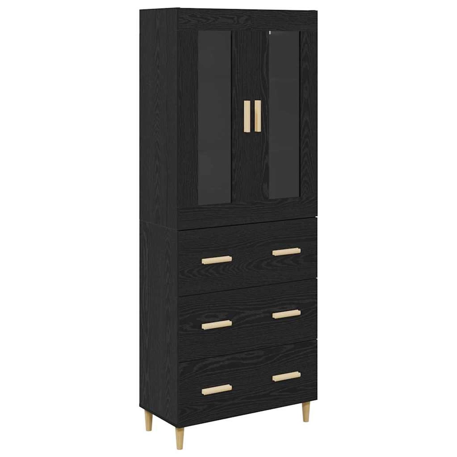 vidaXL Highboard Wandmontiert 2 Stk Schwarz Eichen-Optik Holzwerkstoff 3416227
