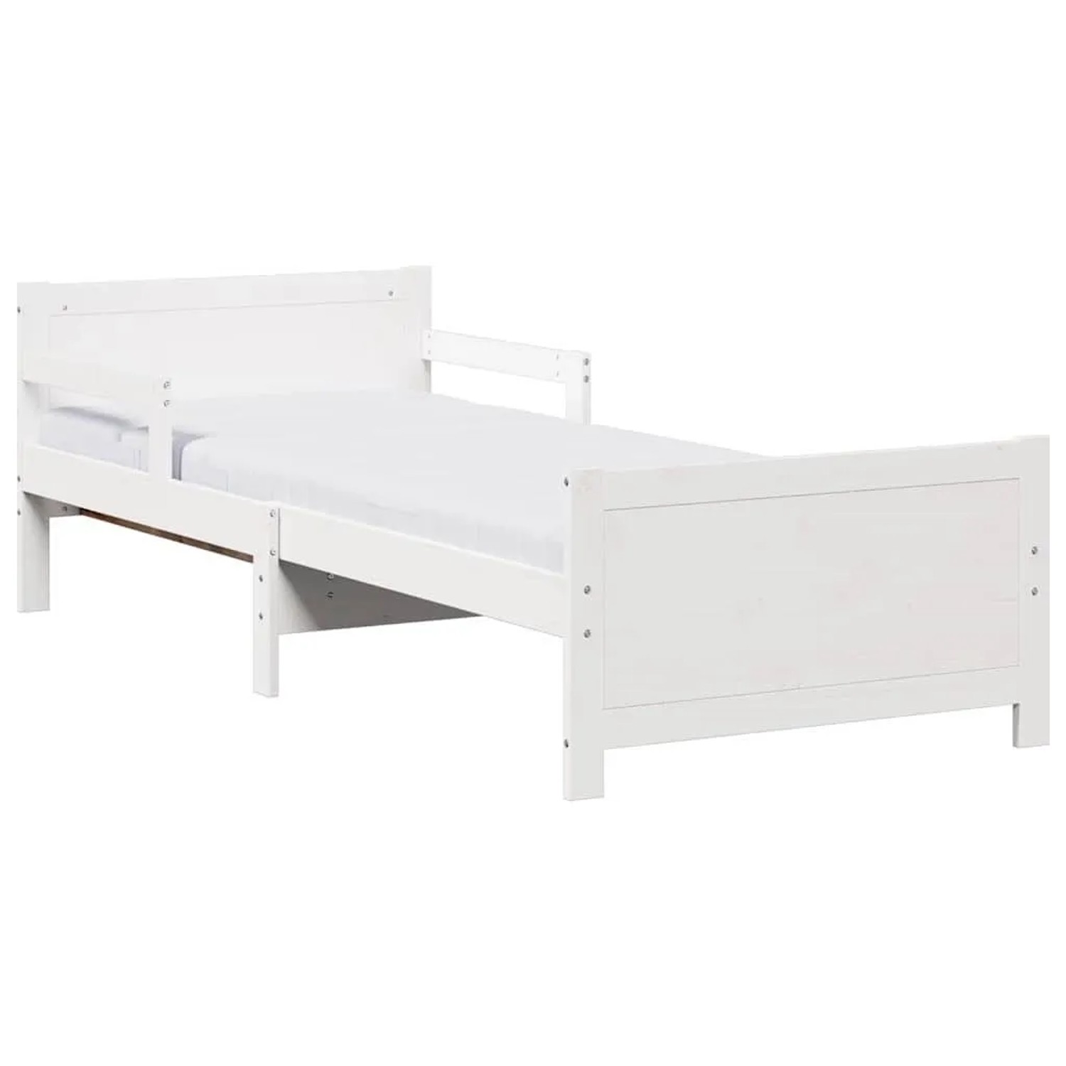 vidaXL Bettrahmen mit Matratze Weiß 80 x 200 cm Massives Kiefernholz 3385959