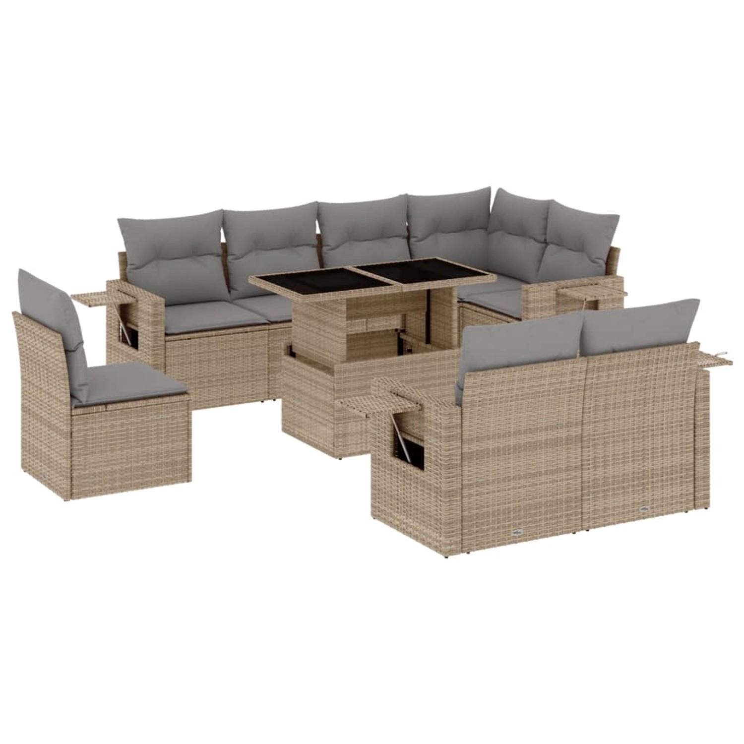 vidaXL 9-tlg Garten-Sofagarnitur mit Kissen Beige Poly Rattan Modell 281 günstig online kaufen