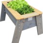 EXIT Aksent Hochbeet L aus Holz, befüllt mit Salat und Kräutern.