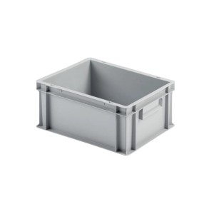 Graue Eurobox 16L mit geschlossenem Griff, 30x40x17,5cm, ideal zur Aufbewahrung und als Transportbox.