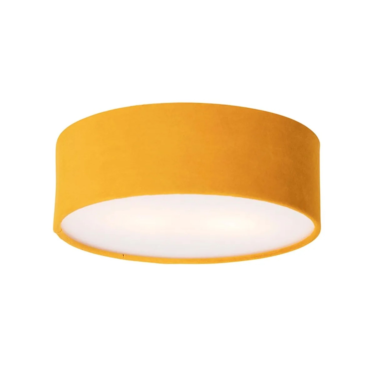 QAZQA Deckenleuchte Ocker 30 cm mit Goldener Innenseite Drum