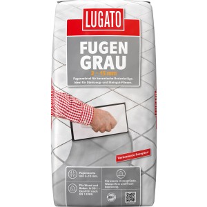 Lugato Fugenmörtel Fugengrau, 20 kg Sack. Zementgrauer Fugenfüller für Fliesen.