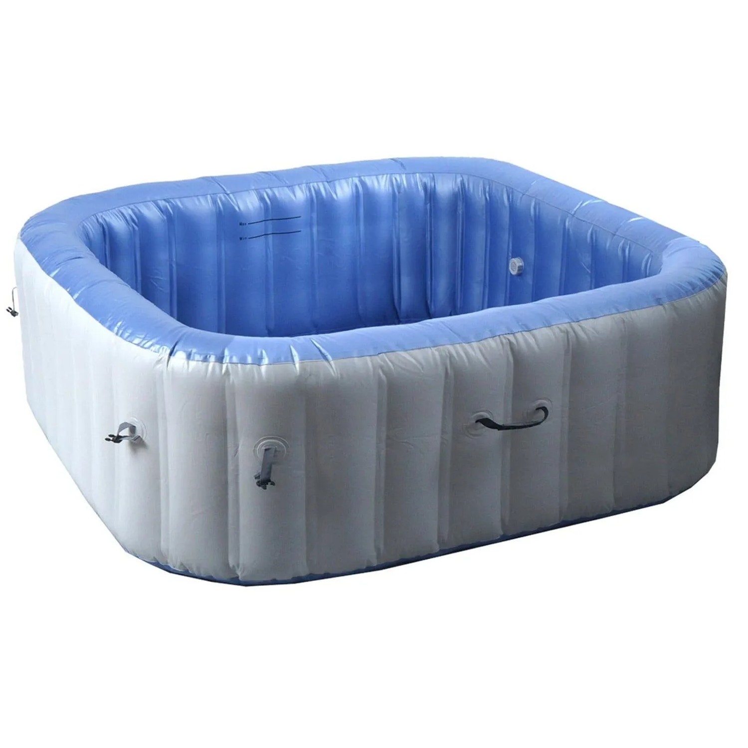 Aufblasbarer, eckiger MCW Whirlpool N97 für 6 Personen, grau-blau, mit Heizfunktion.