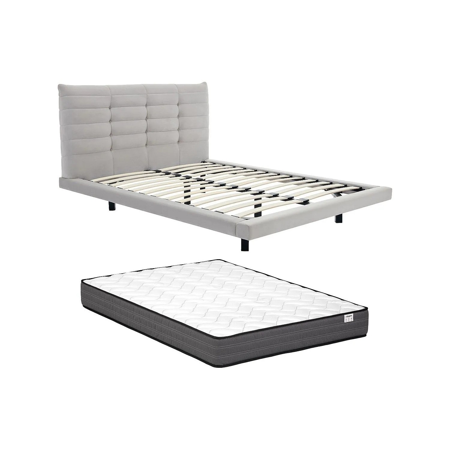 Vente-unique Bettrahmen Nisatio Grau 146 cm