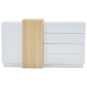 Merax Sideboard Hochglanz Stauraumschrank Weiß Holzoptik