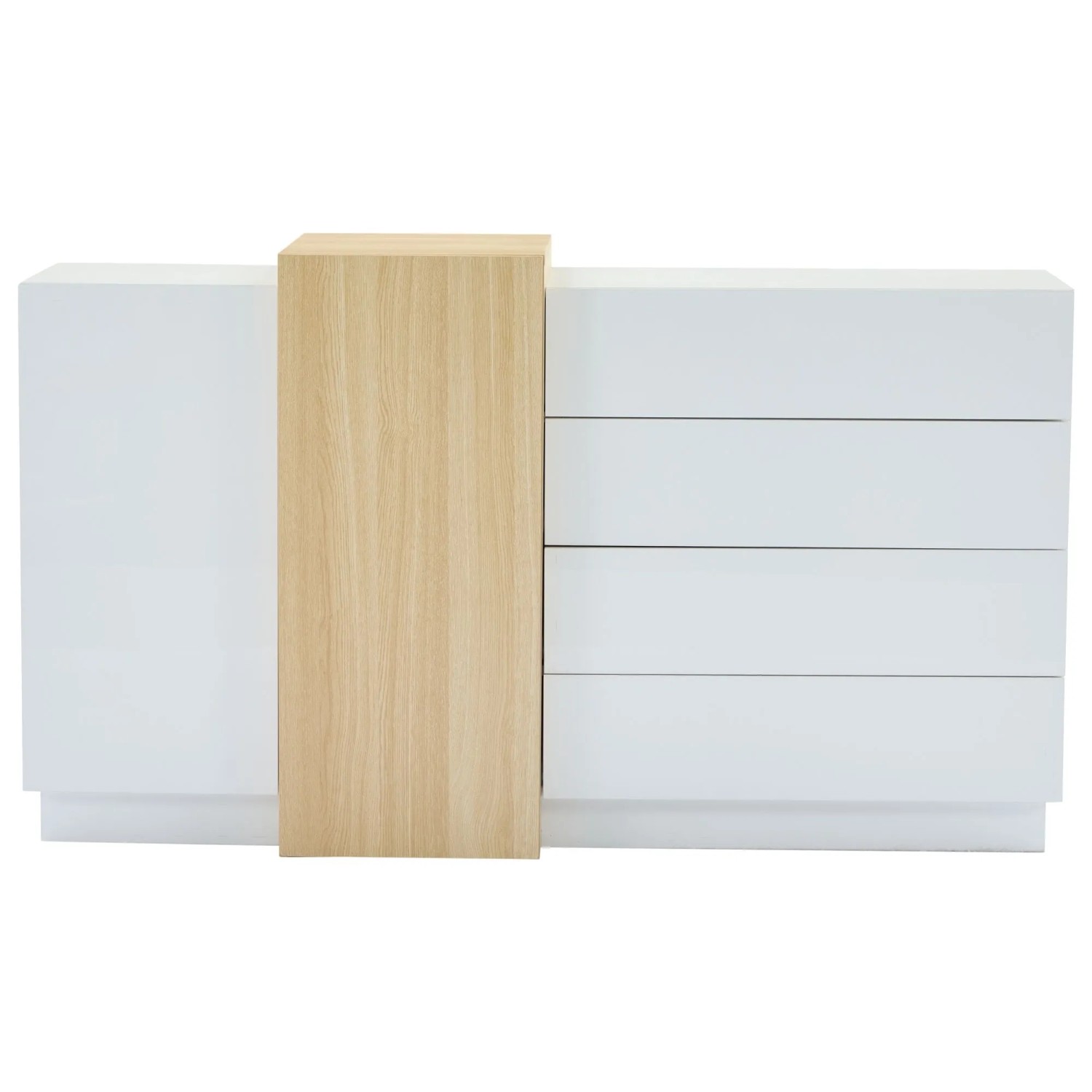 Merax Sideboard Hochglanz Stauraumschrank Weiß Holzoptik