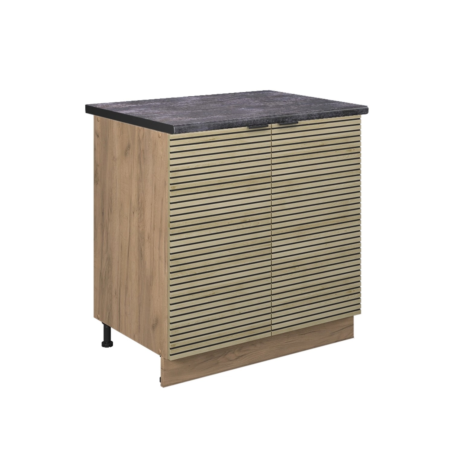 Vicco Küchenschrank Fame-Line Eiche Paneel 80 cm mit Regal AP Anthrazit