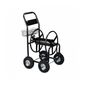 Relaxdays Schlauchwagen Metall Schwarz Fahrbar 114 cm x 64 cm x 90 cm 18,4 kg