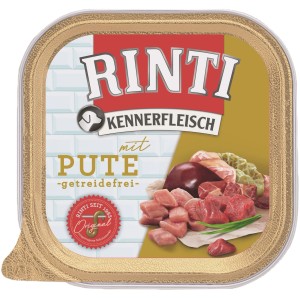 Rinti Kennerfleisch mit Pute, Hundenassfutter in 300g Schale.