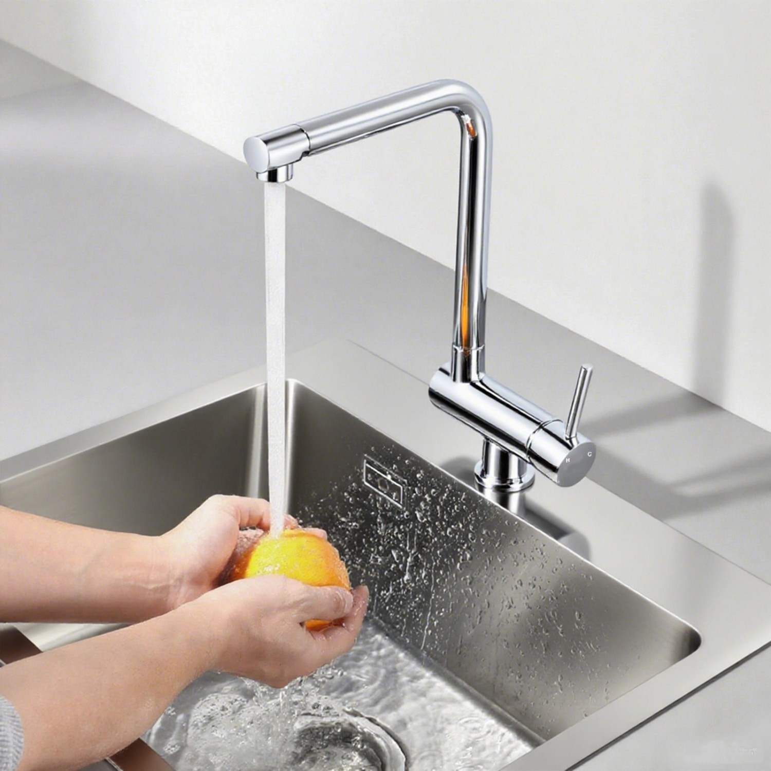 AICA Wasserhahn Faltbare 360° Drehbare Chrom Küchenarmatur 304 Edelstahl Hochdruckfest Mischbatterie Spültischarmatur_7