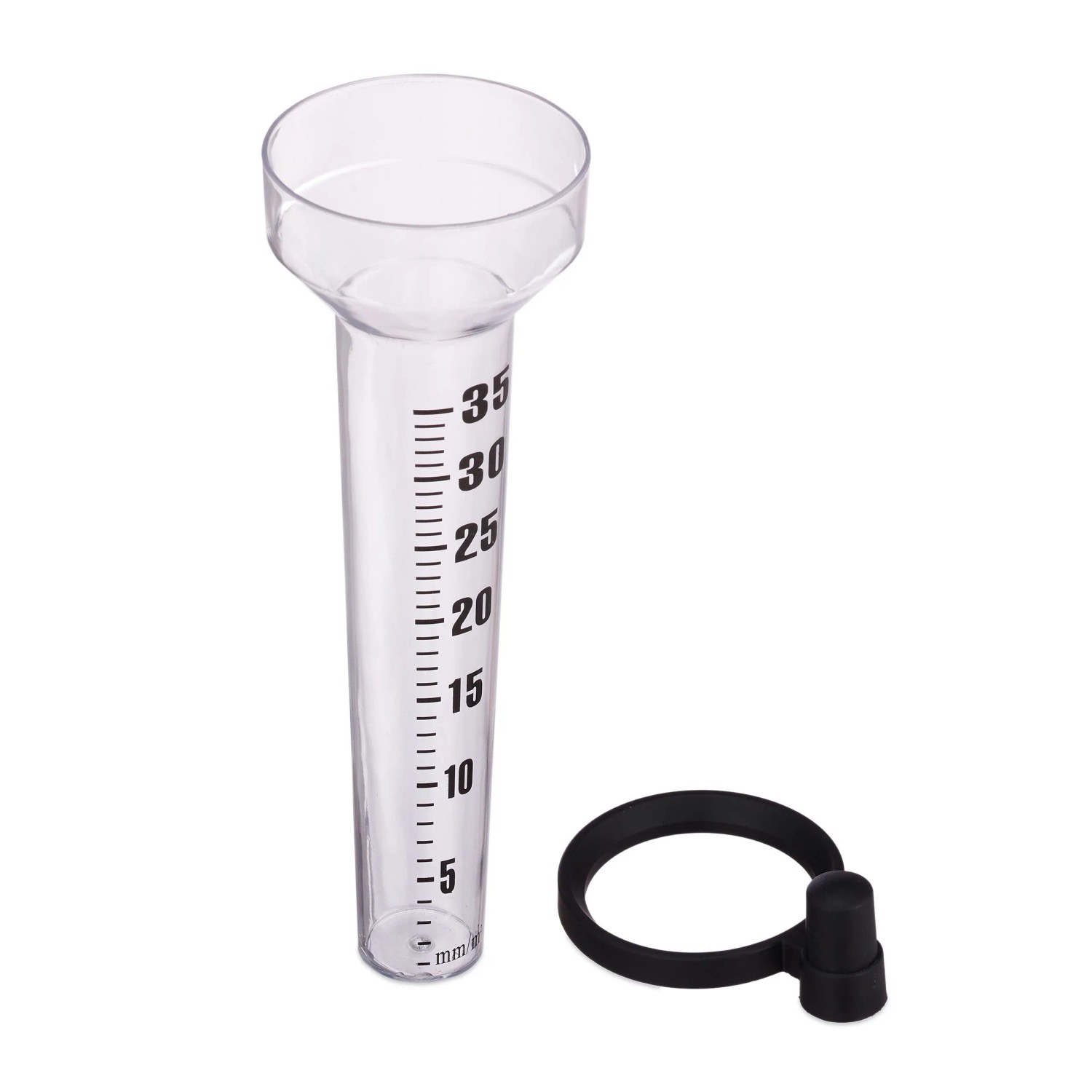 Relaxdays Regenmesser 2er Set Kunststoff Transparent Schwarz Wetterfest 24,5 cm x 10,5 cm x 8,5 cm 140 g