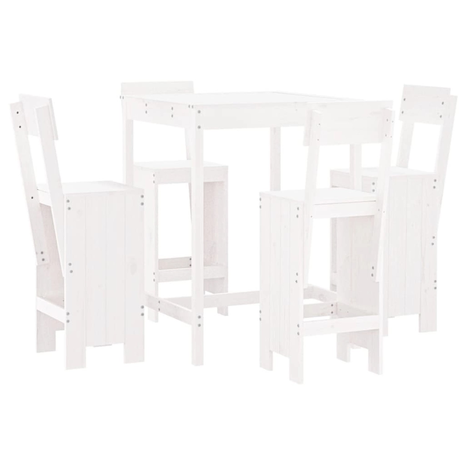 vidaXL 5-tlg Gartenbar-Set Weiß Massivholz Kiefer Modell 2