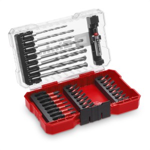 Einhell Impact-Bit-Set M-Case, 33-teilig mit Bits, Steinbohrern und Aufbewahrungsbox.