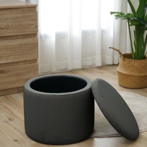 Svita Amber Hocker mit Stauraum, anthrazitfarbener Sitzhocker mit abnehmbarem Deckel.