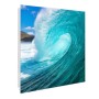 Weißer Schlüsselkasten mit Glasfront, Motiv 'Perfekte Welle', 50 Haken, beschreibbar, magnetisch.