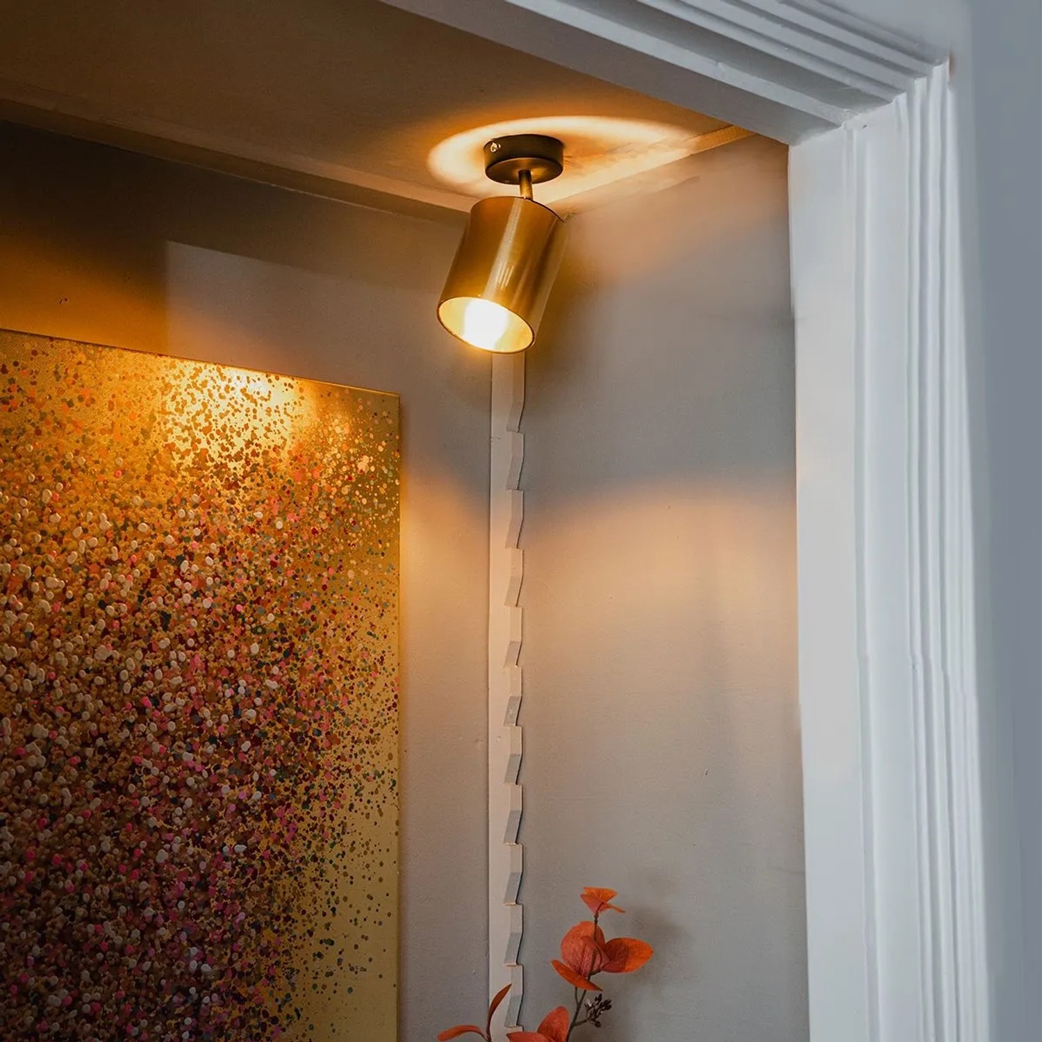 QAZQA Moderner Deckenspot Schwarz mit Gold Lofty