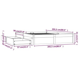 vidaXL Bett mit Schubladen 200x200 cm 3103533