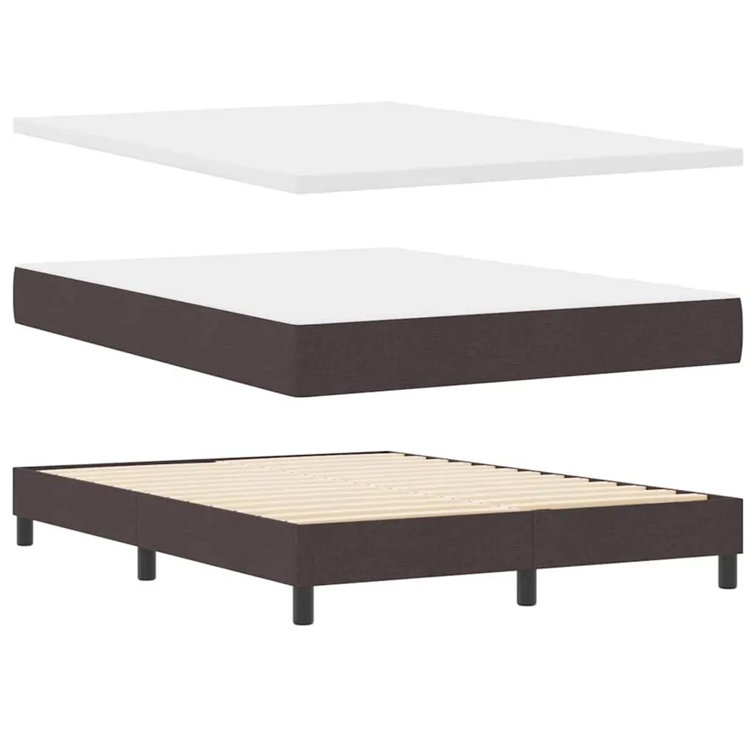 vidaXL Boxspringbett mit Matratze Dunkelbraun 160 x 200 cm Stoff 3340097