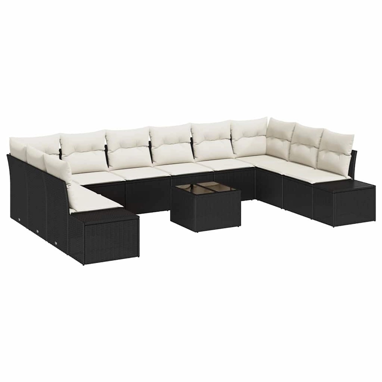 vidaXL Garten-Sofa-Set mit Kissen 11-Tlg Schwarz Poly Rattan 3347247 günstig online kaufen