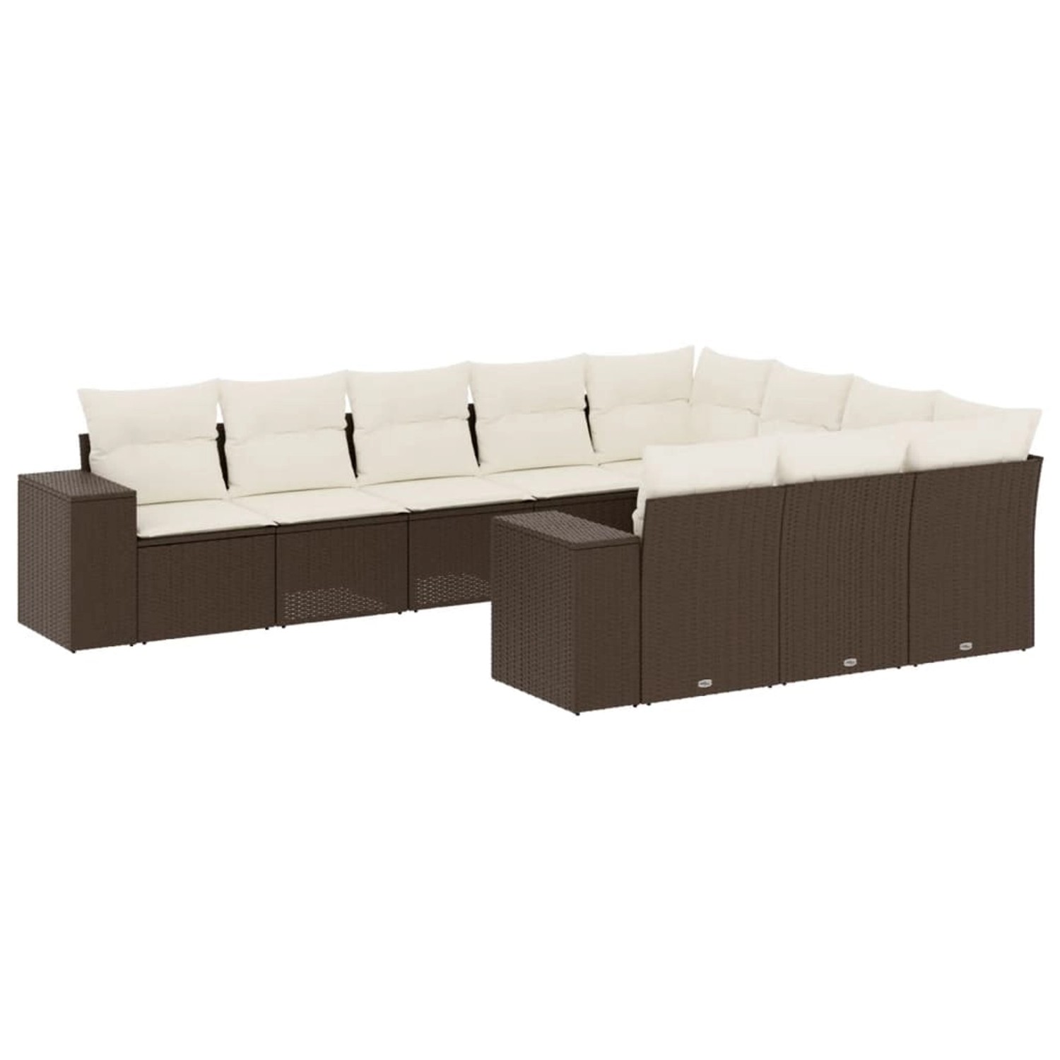 vidaXL 10-Tlg Garten-Sofagarnitur mit Kissen Braun Poly Rattan 3255430 günstig online kaufen