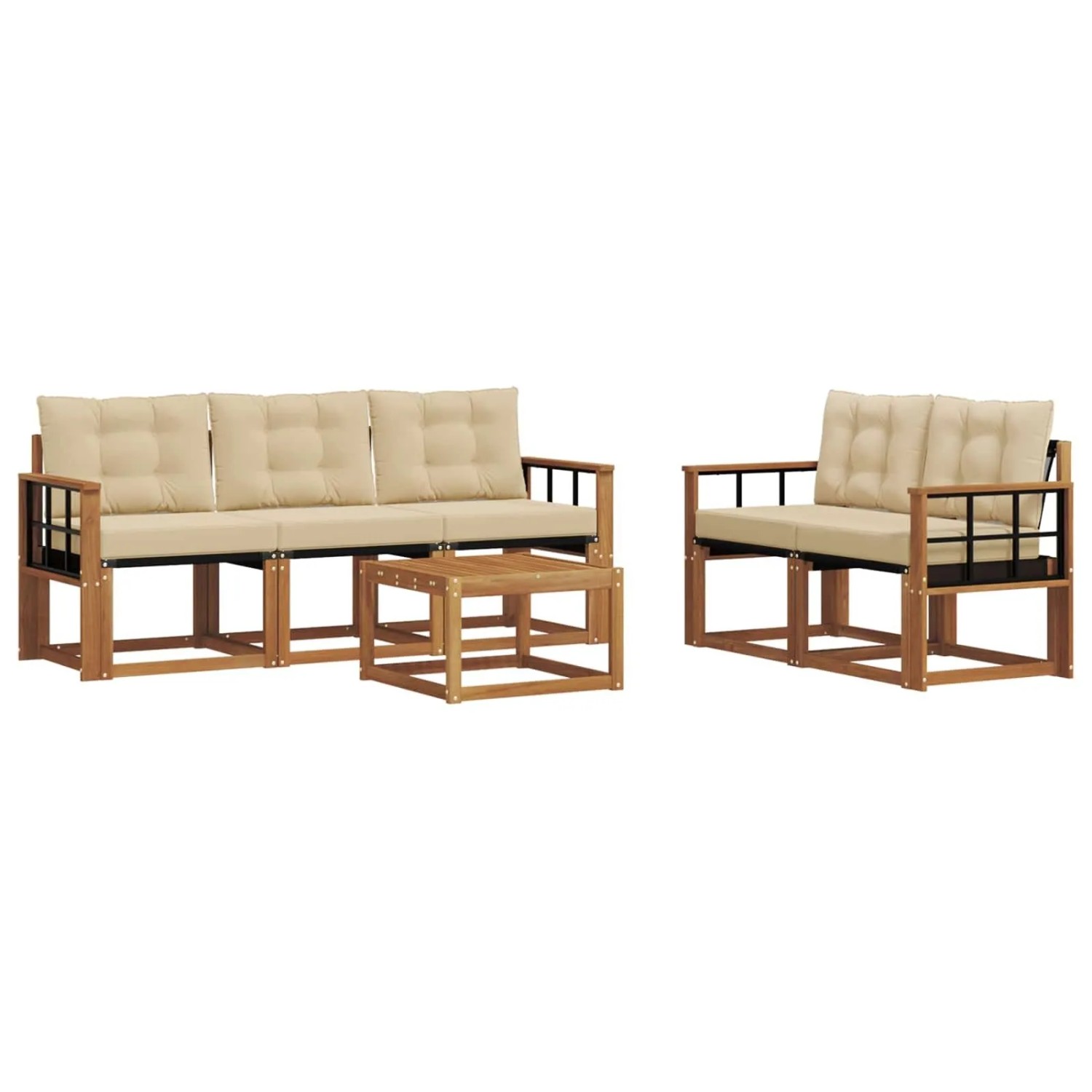 vidaXL Outdoor-Sofagarnitur mit Kissen 6-Tlg Natur und Beige 3368408