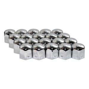 Eufab Radschrauben-Kappen, 20 Stück, 19 mm, verchromter Stahl, silberfarben.