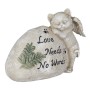 Relaxdays Grabschmuck für Katze Polyresin Creme Wetterfest 16 cm x 20,5 cm x 9 cm