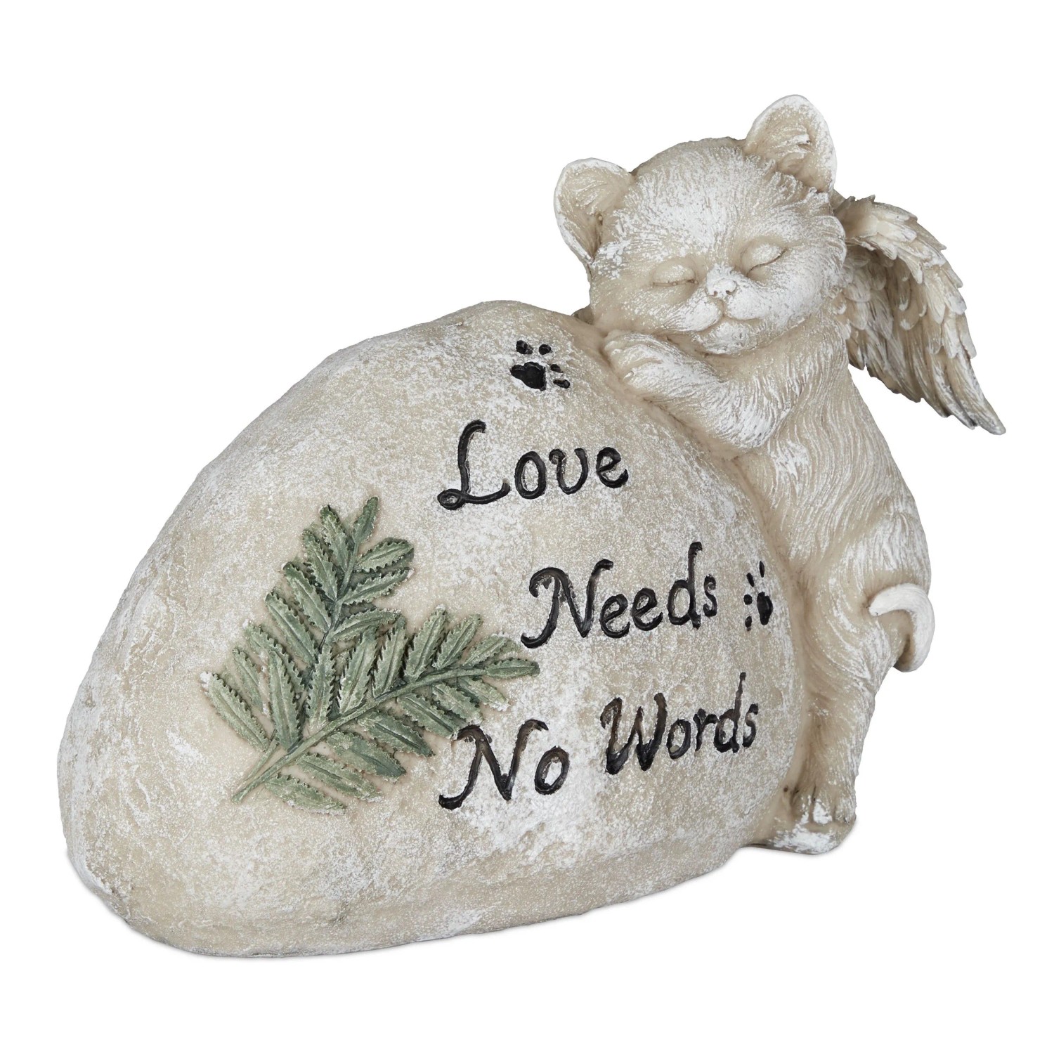 Relaxdays Grabschmuck für Katze Polyresin Creme Wetterfest 16 cm x 20,5 cm x 9 cm