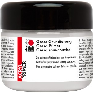 Marabu Gesso-Grundierung, 225 ml, weiße Acrylfarbe für optimale Haftung und Untergrundvorbereitung.
